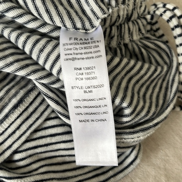 Frame Side Cinch Muscle Tee Navy/White Stripe Size S - Picture 8 of 8